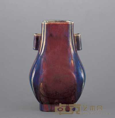 清光绪 窑变贯耳瓶 高32cm